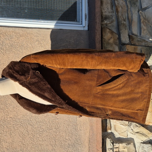 Vtg Sears Chocolate Brown Fur Corduroy Mens Barn Car Coat Size 40 S - Picture 6 of 6